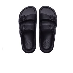 Pull&Bear Rubberized Sandal With Buckles Slide Black